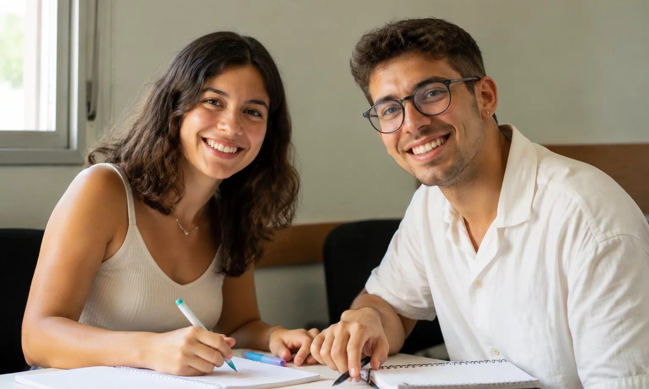 Participantes com mochilas conversando no corredor enquanto a sala não abre